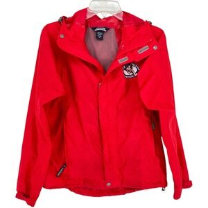 Landway Outerwear Blue Ridge Adventure Wear Red Hooded Rain Unlined Jacket XS